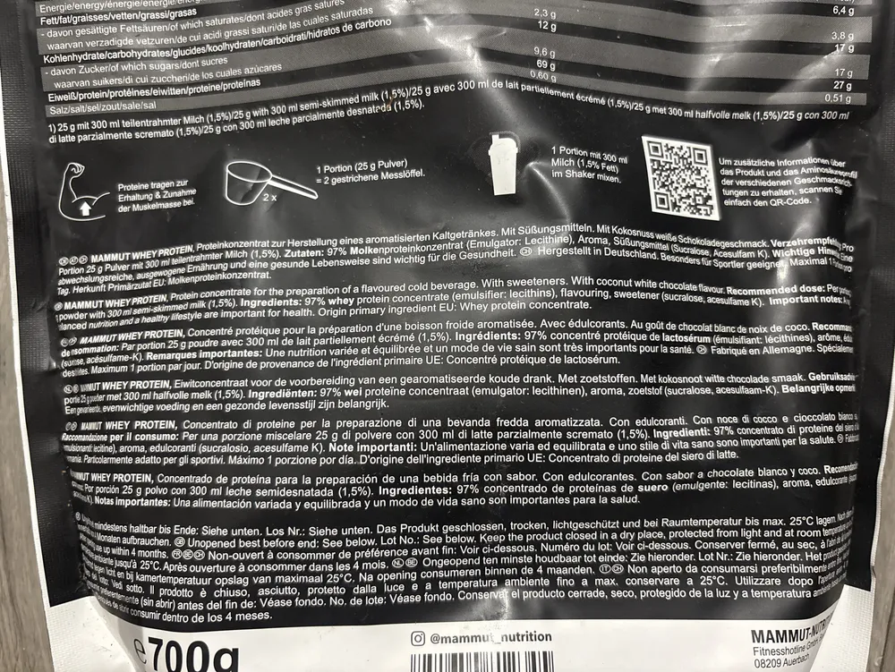 Kokosnuss Weiße Schokolade Whey