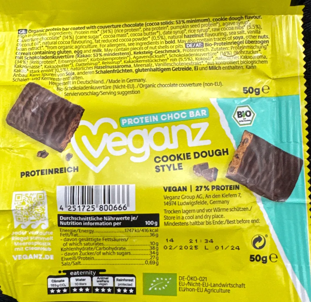 Protein Choc Bar Cookie Dough Style