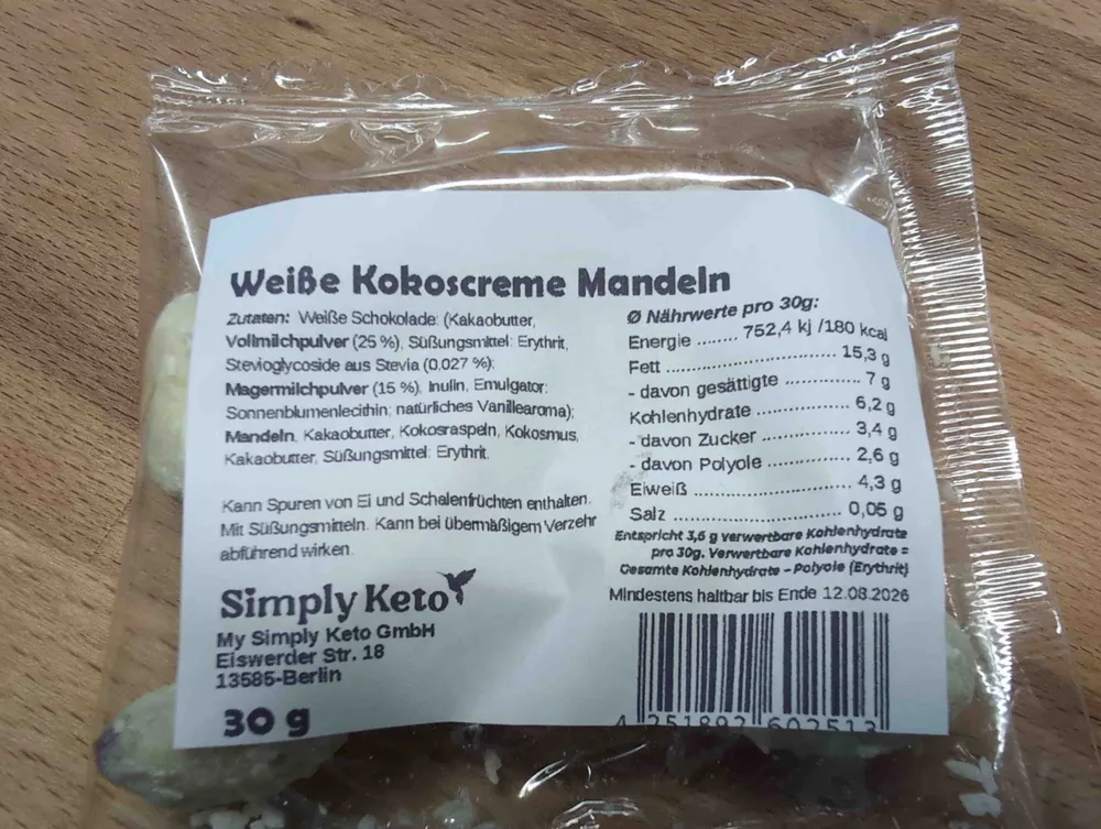 Weiße Kokoscreme Mandeln