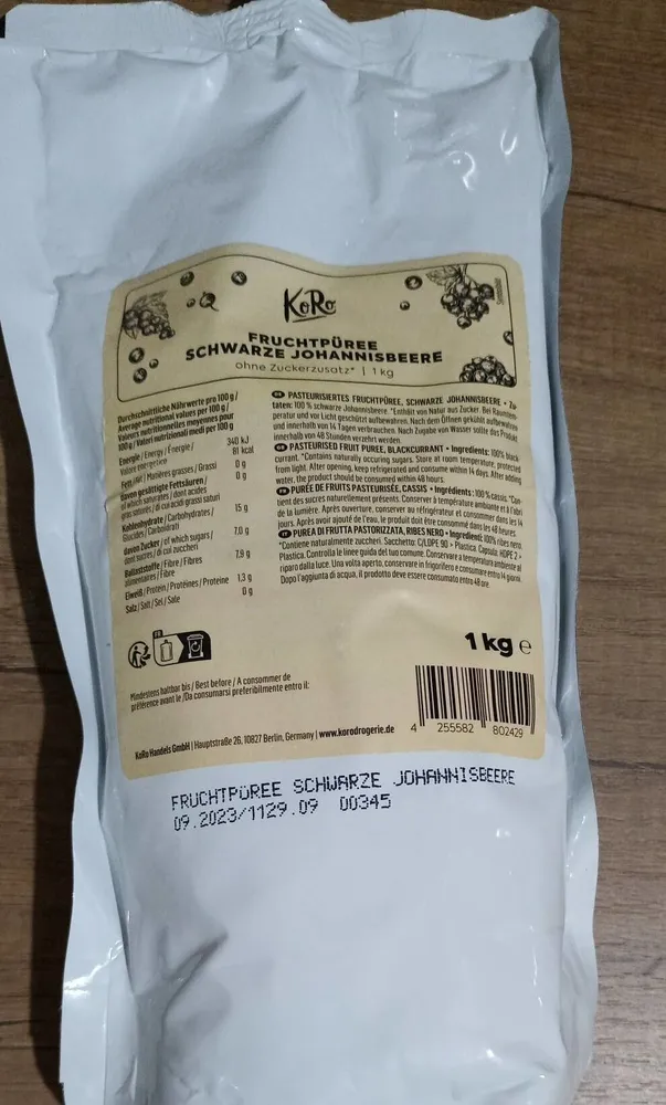 Purea di frutta pastorizzata ribes nero