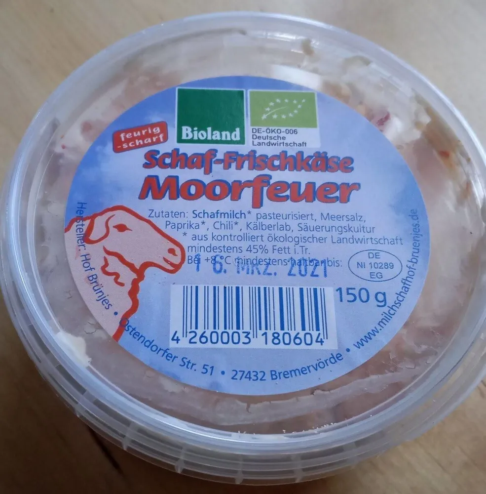 Schaf-Frischkäse Moorfeuer