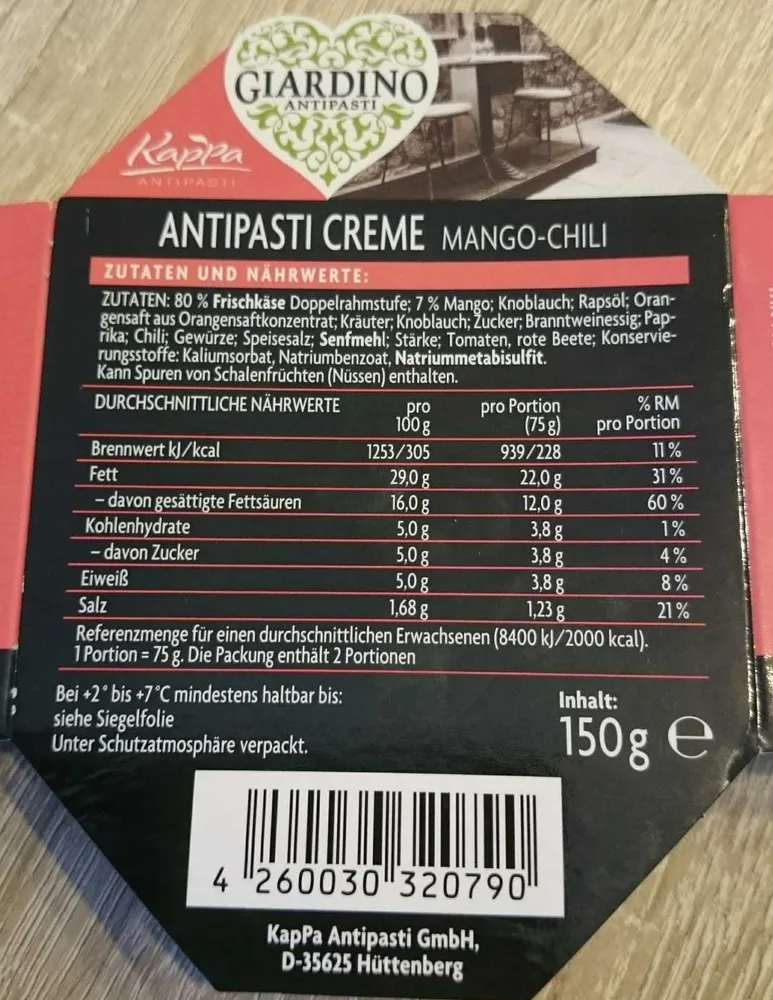 Antipasti Crème Mango-Chili