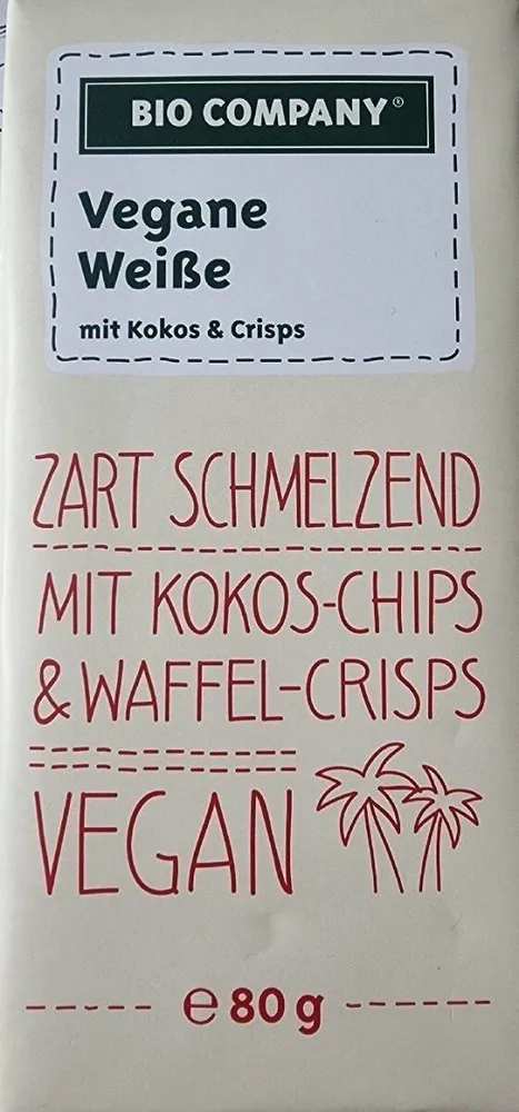 Vegane weiße mit Kokos und Waffel-Crisps