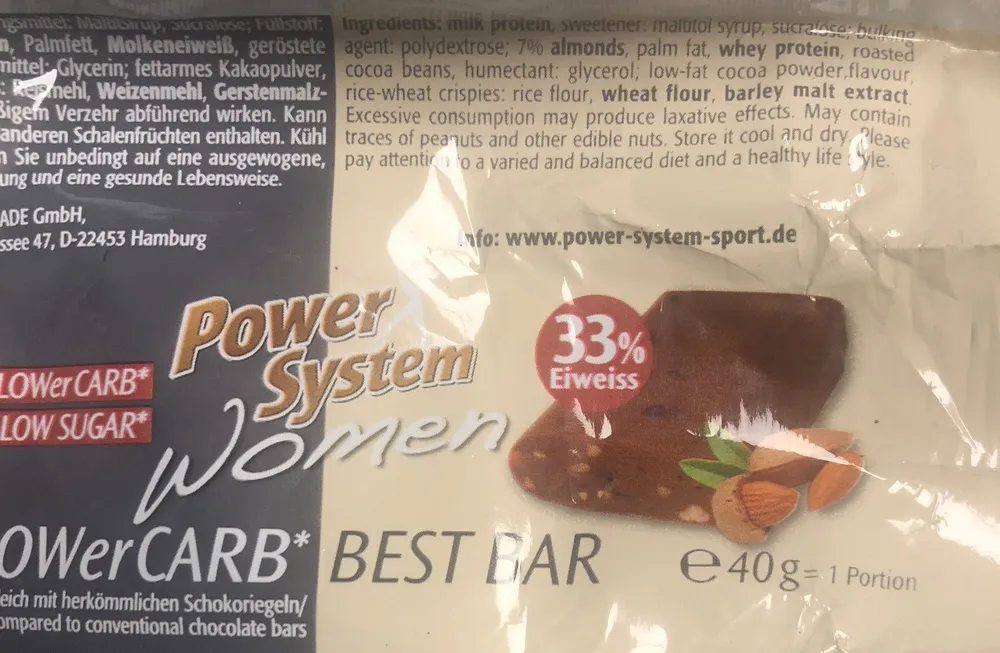 Power System Woman, Lower Carb Best Bar Chocolate-. ..