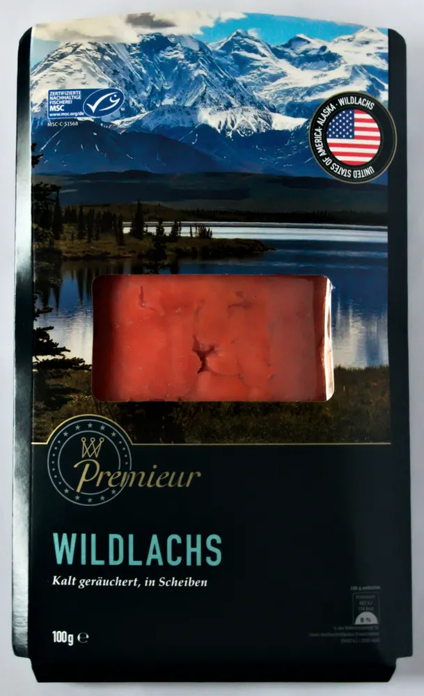 Wildlachs kalt geräuchert, in Scheiben