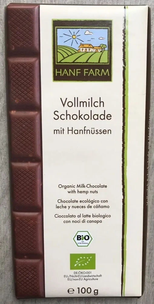 Chocolat bio au lait avec graine de chanvre