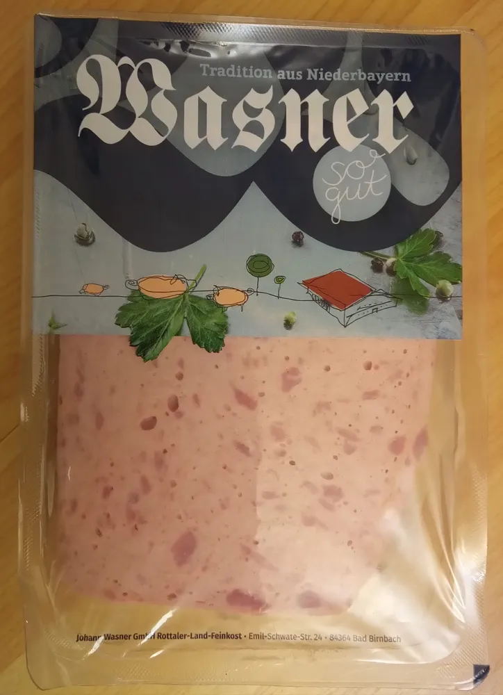 Bayerischer Leberkäse grob ofengebacken in Scheiben