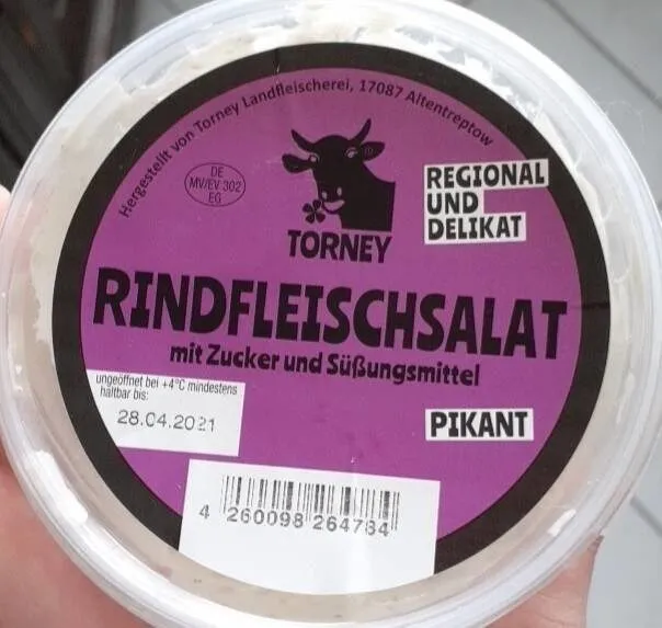 Rindgleischsalat mit Zucker und Süßungsmittel