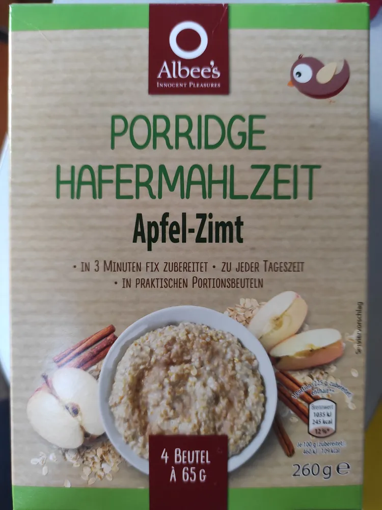 Porridge Hafermahlzeit - Apfel-Zimt
