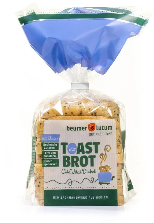Beumer & Lutum Bio Toastbrot Chia Vital Dinkel 4260124590115 Bio Dinkelbuttertoast mit Chia