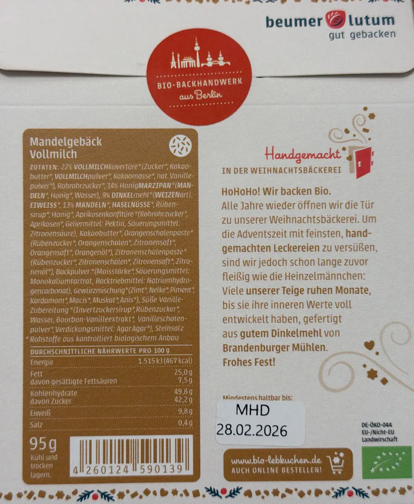 Mandelgebäck Vollmilch