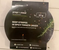 Beef stripes in spicy tomato sauce