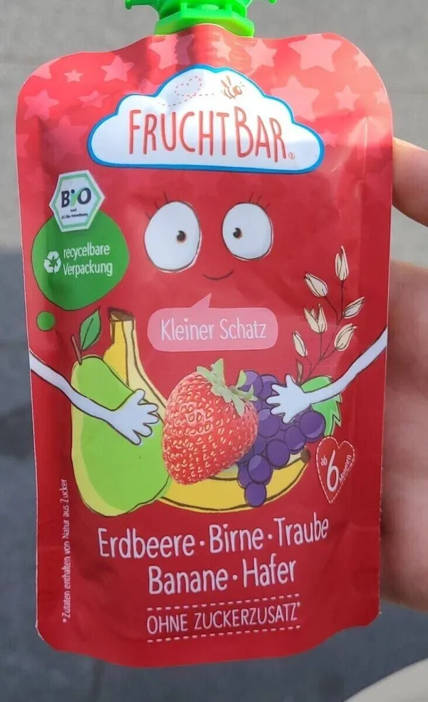Kleiner Schatz Erdbeere Birne Traube Banane Hafer