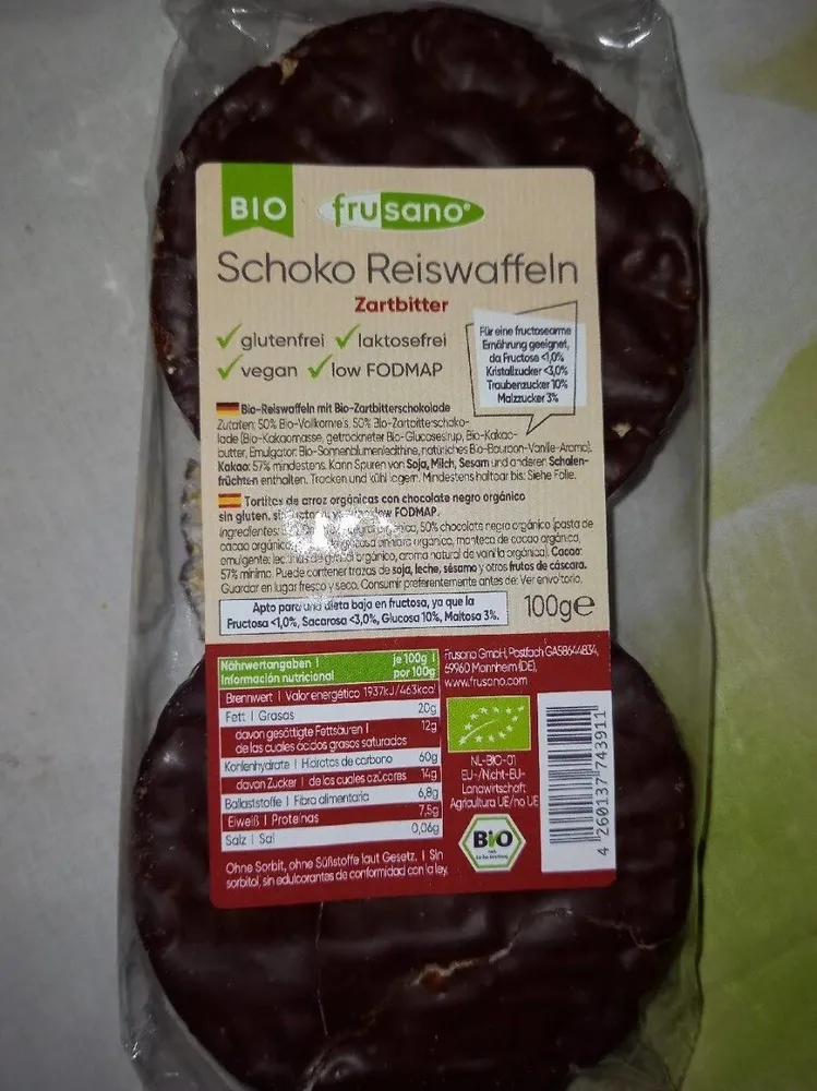 Frusano Reiswaffeln Zartbitter