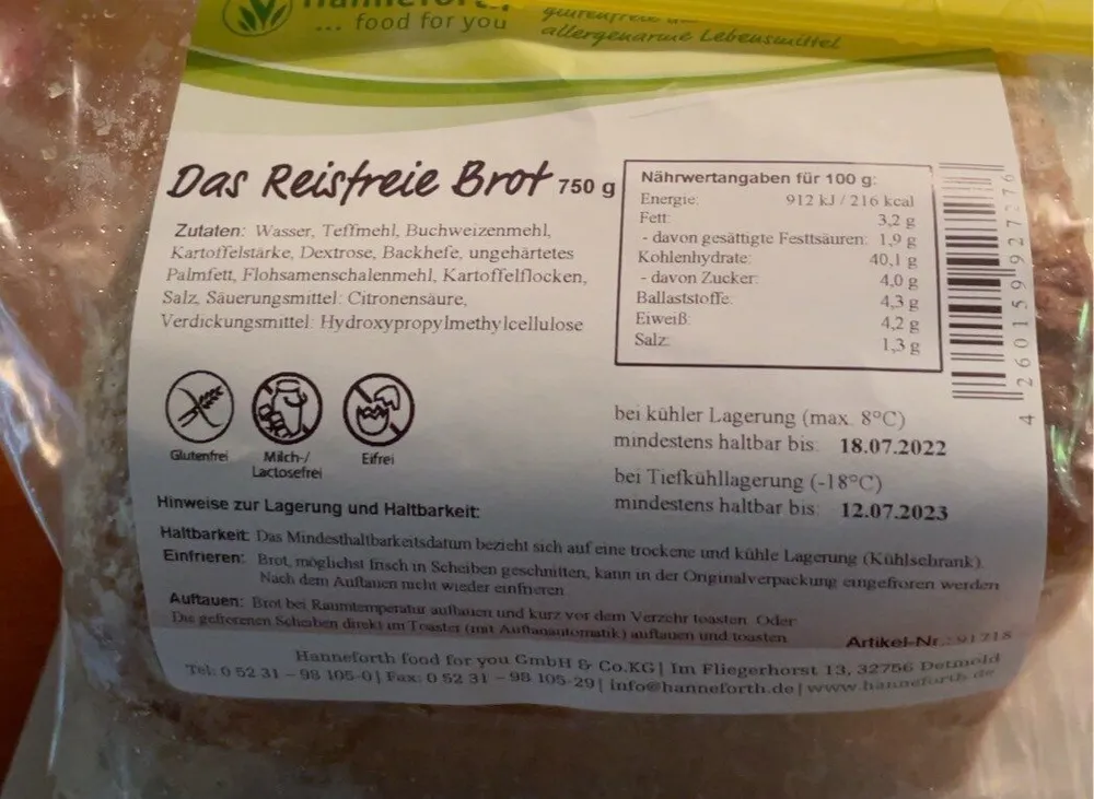 Das reisfreie Brot