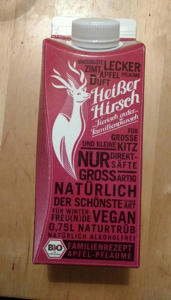 Acht Grad Plus Heißer Hirsch Familienpunsch Apfel-pflaume, 0,75 LTR Stück