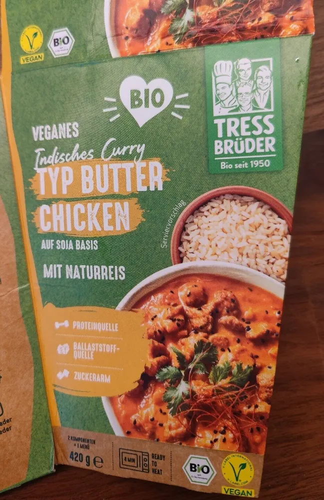 Veganes Curry typ Butter Chicken