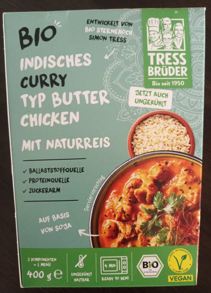 Indisches Curry Typ Butter Chicken mit Naturreis