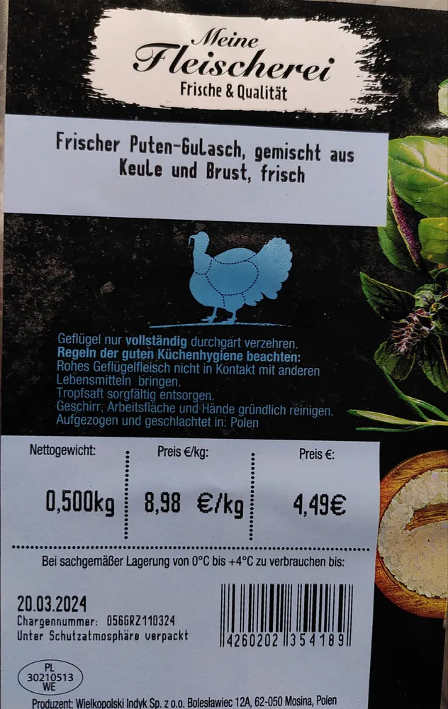 Frischer Puten-Gulasch