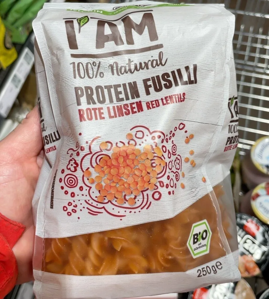 Protein fusilli rote linsen