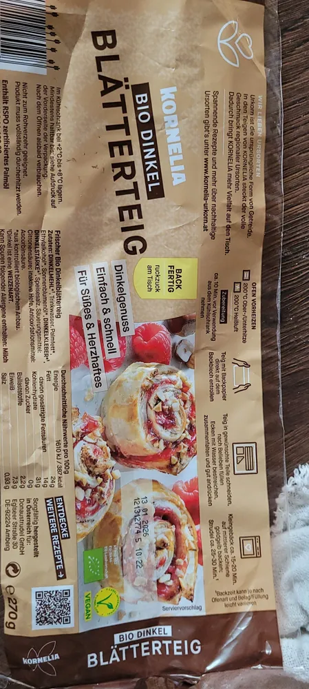 Bio Dinkel Blätterteig Vegan