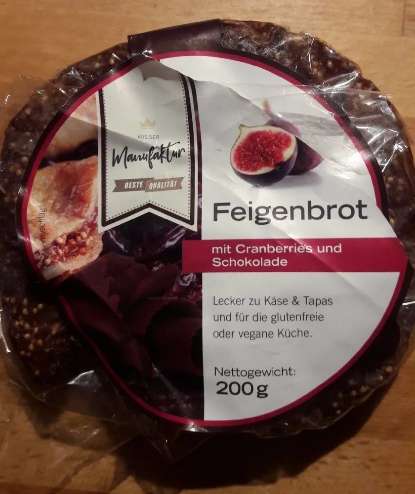 Feigenbrot mit Cranberries und Schokolade