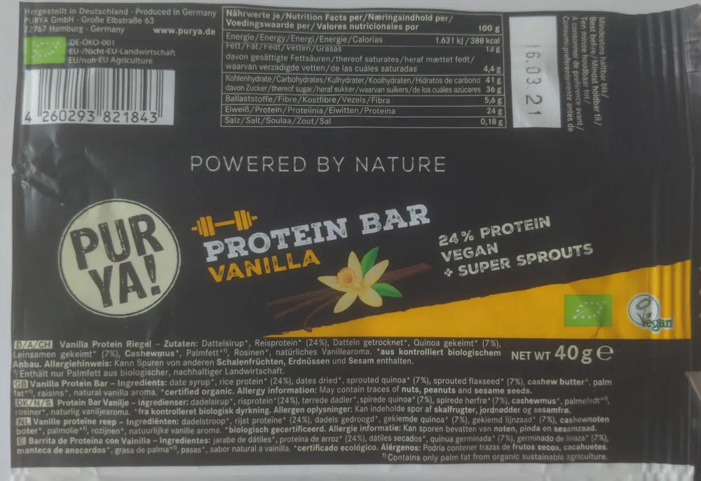 Protein bar vanilla