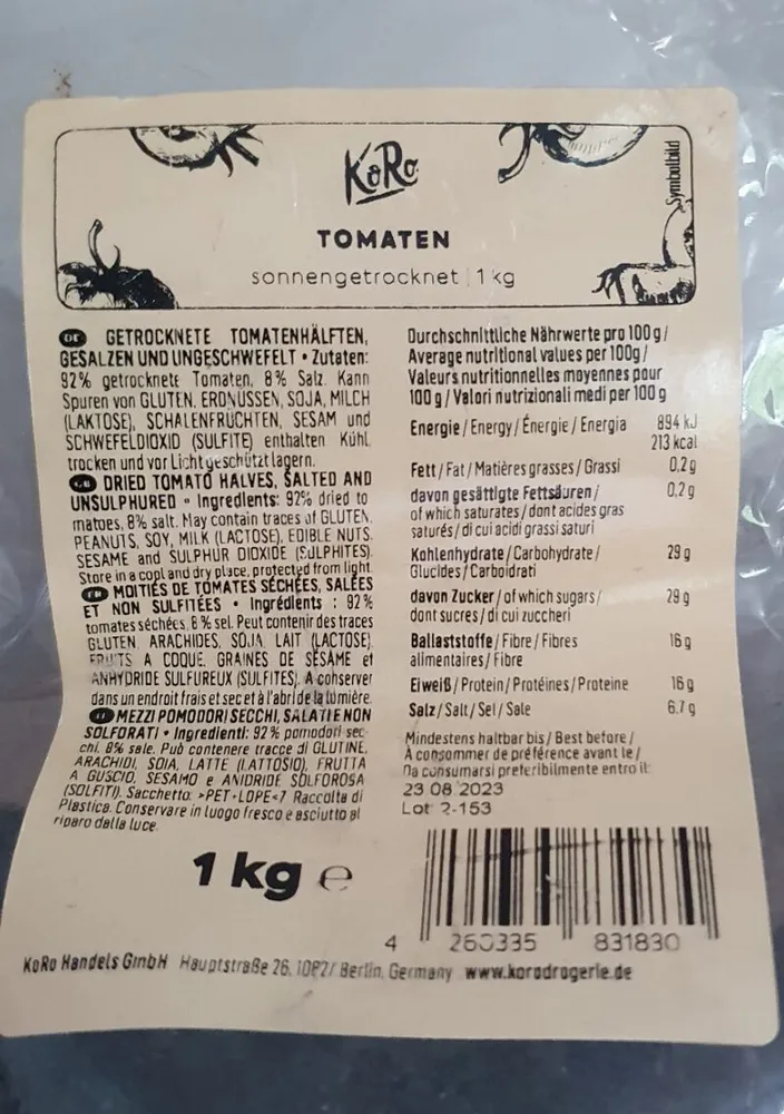 Demi tomates séchées - salés