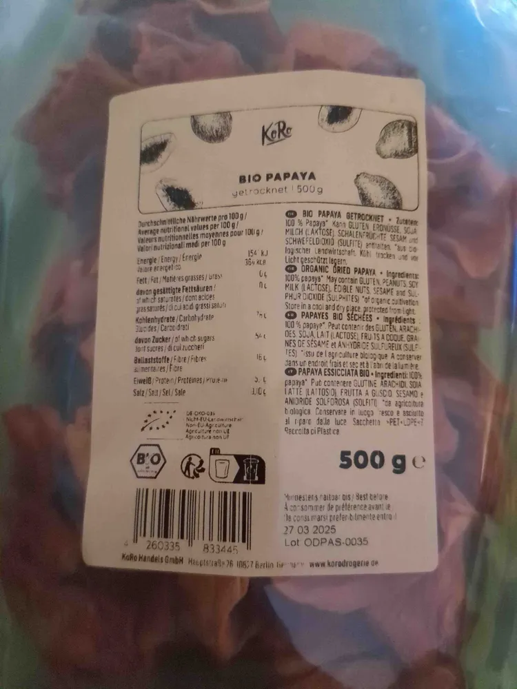 Bio Papaya getrocknet