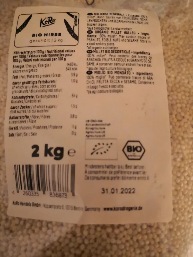 Bio Hirse geschält