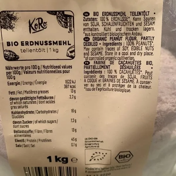 Bio Erdnussmehl (teilentölt)