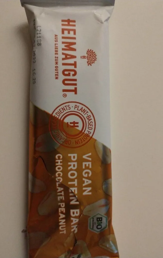 Vegan protein bar, chocolate peanut