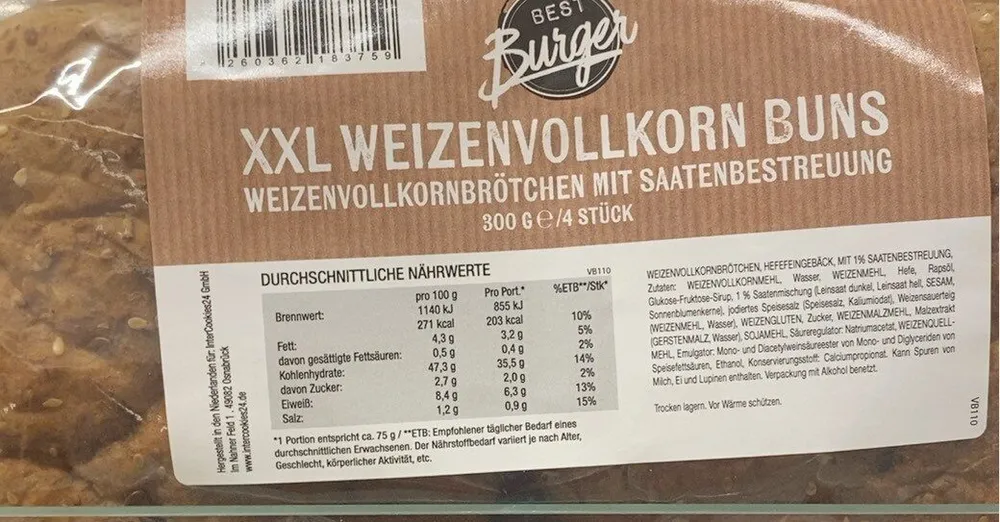 XXL Weizenvollkorn Buns