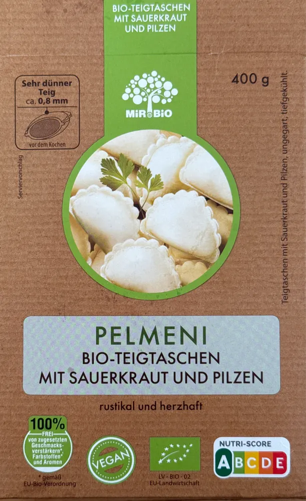 PELMENI BIO-TEIGTASCHEN MIT SAUERKRAUT UND PILZEN
