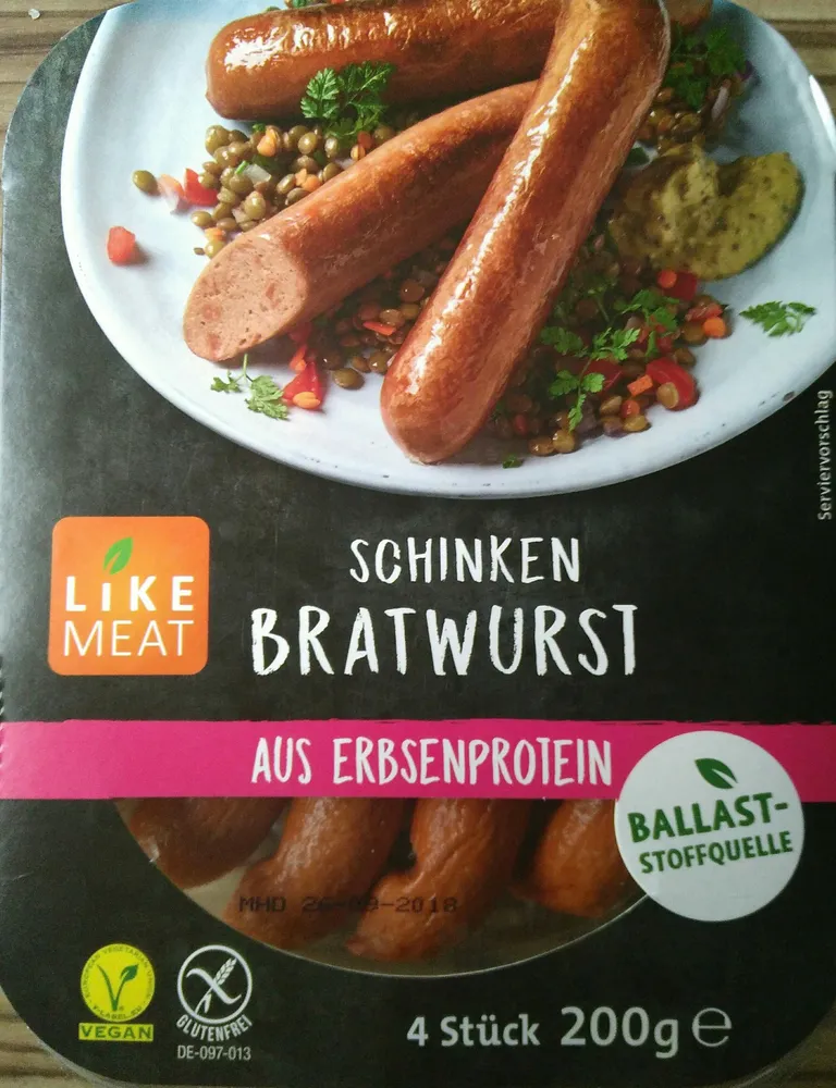Schinken Bratwurst aus Erbsenprotein