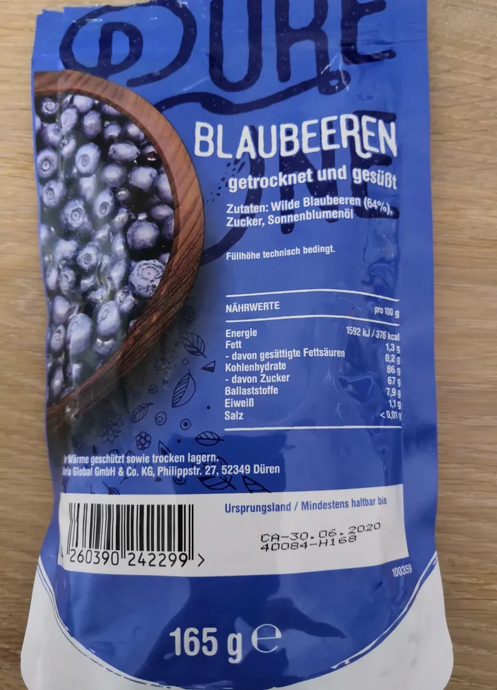 Wilde Blaubeeren getrocknet und gesüßt