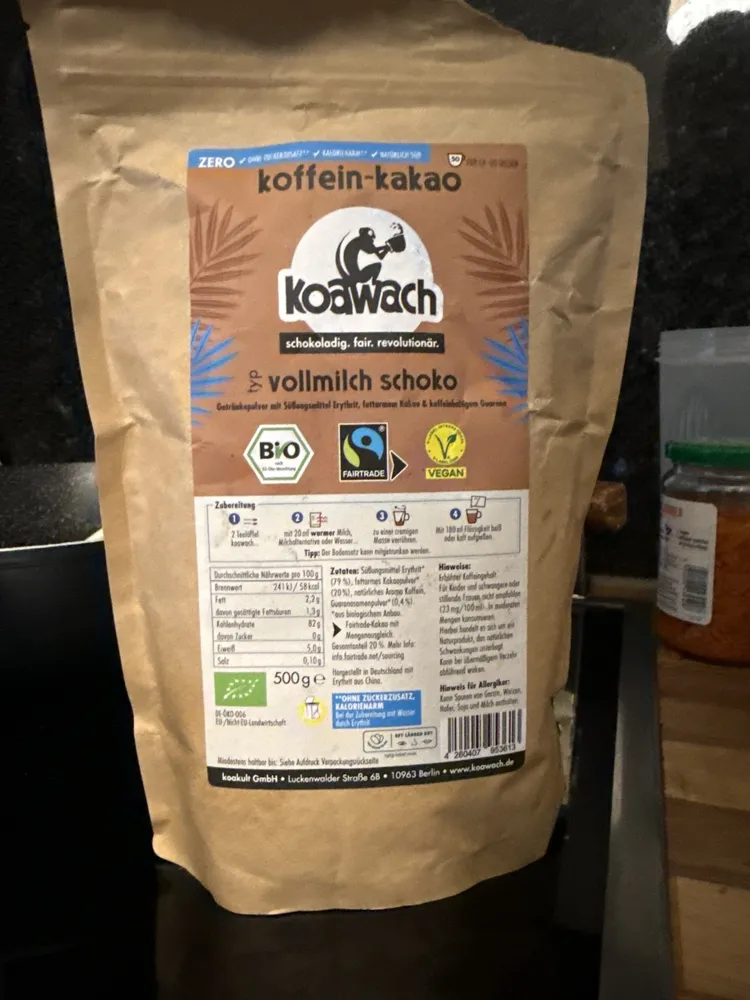 koffein-kakao typ vollmilch schoko