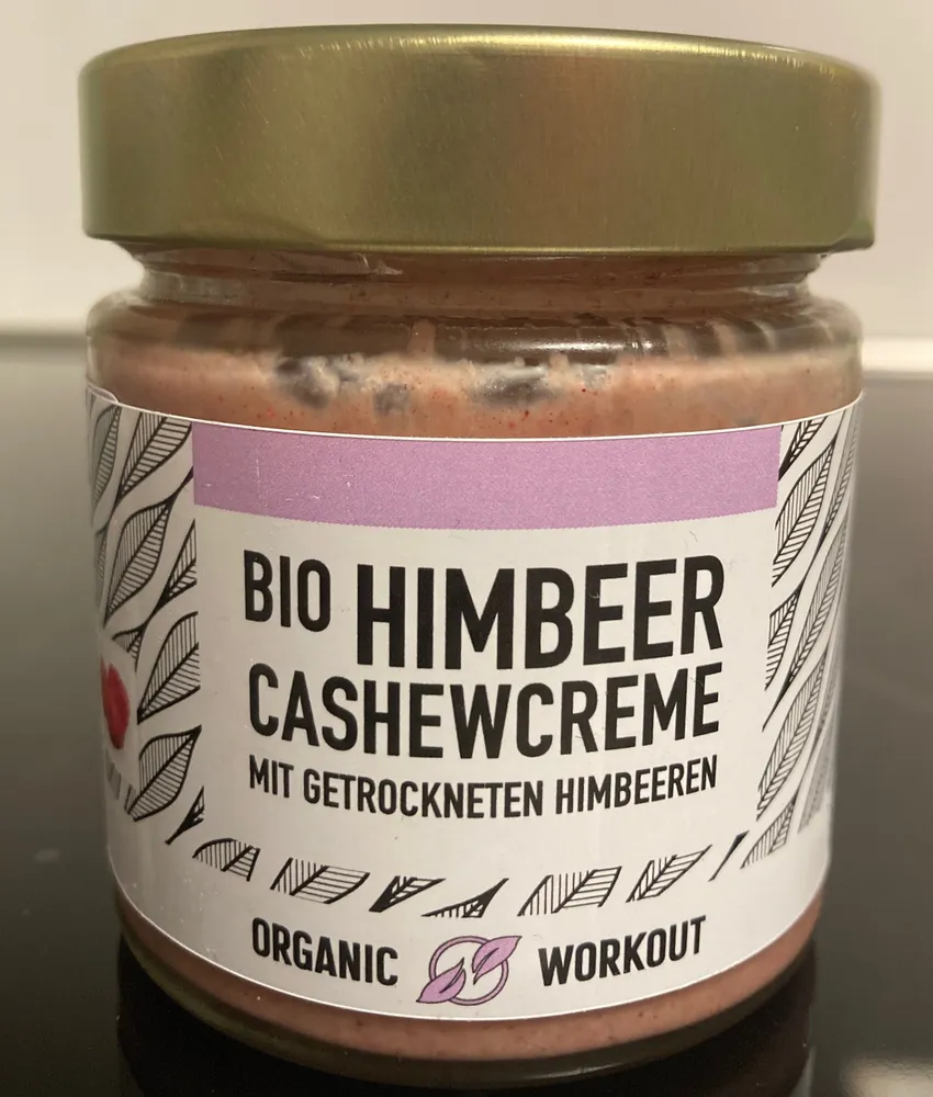 Bio Himbeer Cashewcreme mit getrockneten Himbeeren