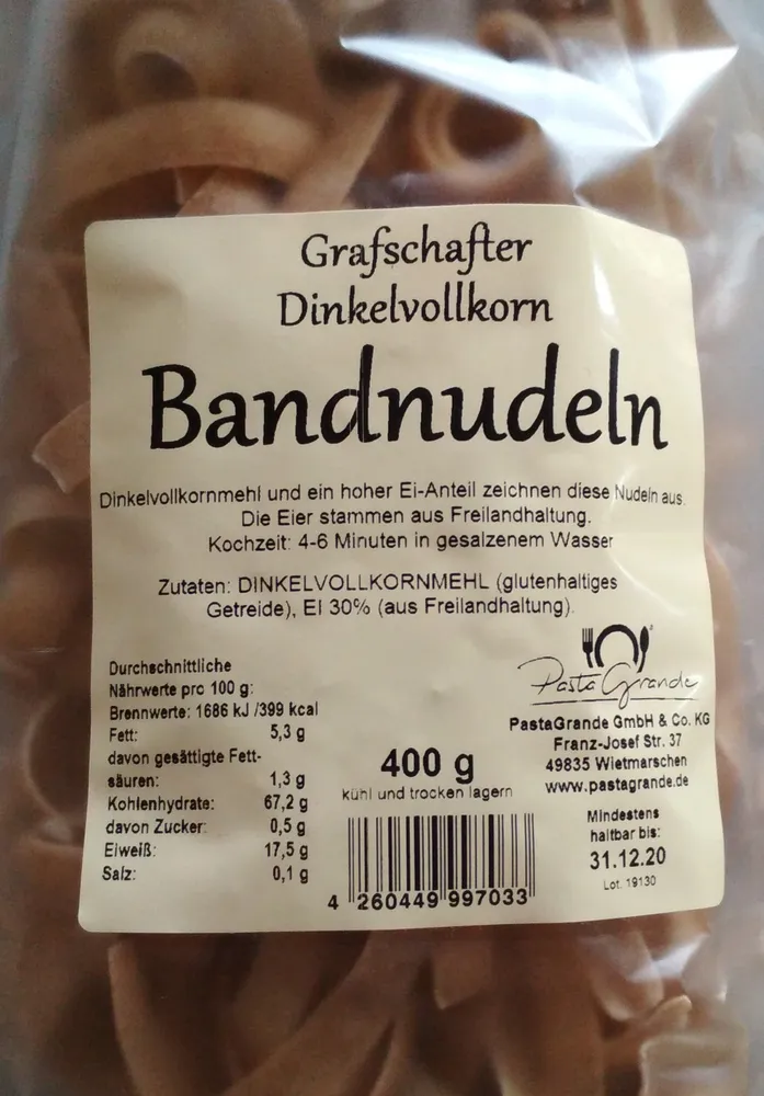 Grafschafter Dinkelvollkorn Bandnudeln