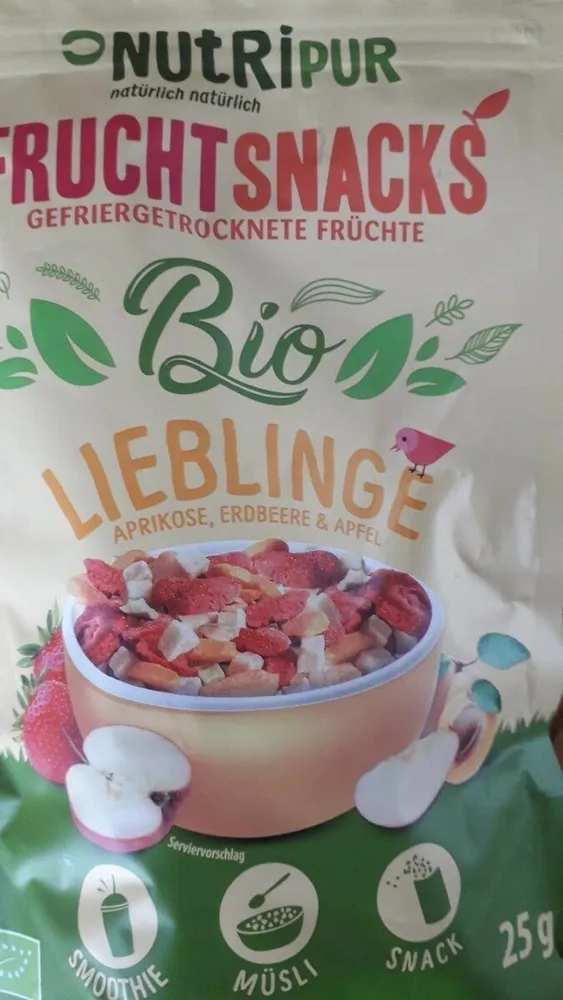 Fruchtsnacks Lieblinge Aprikose, Erdbeere und Apfel