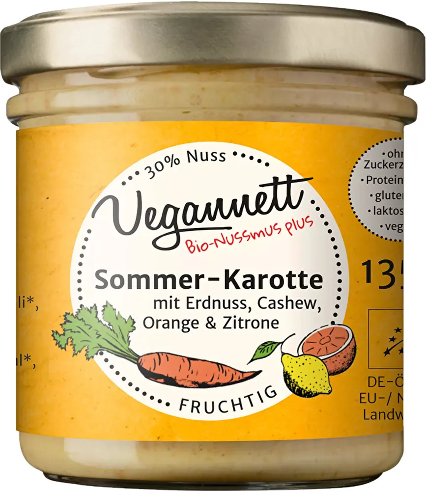 Sommer-Karotte mit Erdnuss, Cashew, Orange & Zitrone