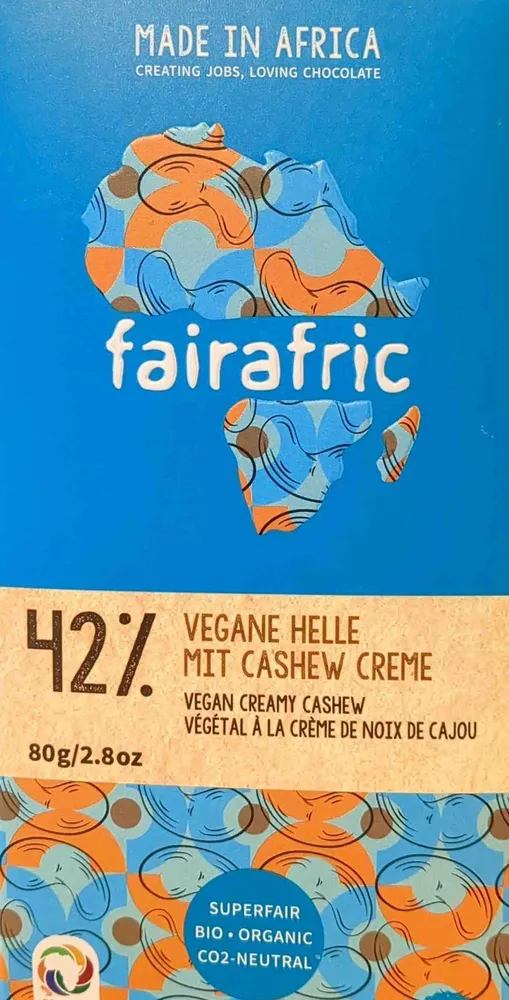 Vegane Helle Schokolade mit Cashew Creme