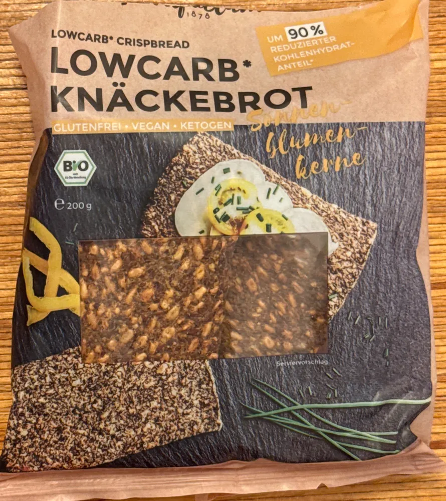 Lowcarb Knäckebrot Sonnenblumenkerne 4260492950832 Knäckebrot auf Basis von geschroteten Sonnenblumenkernen