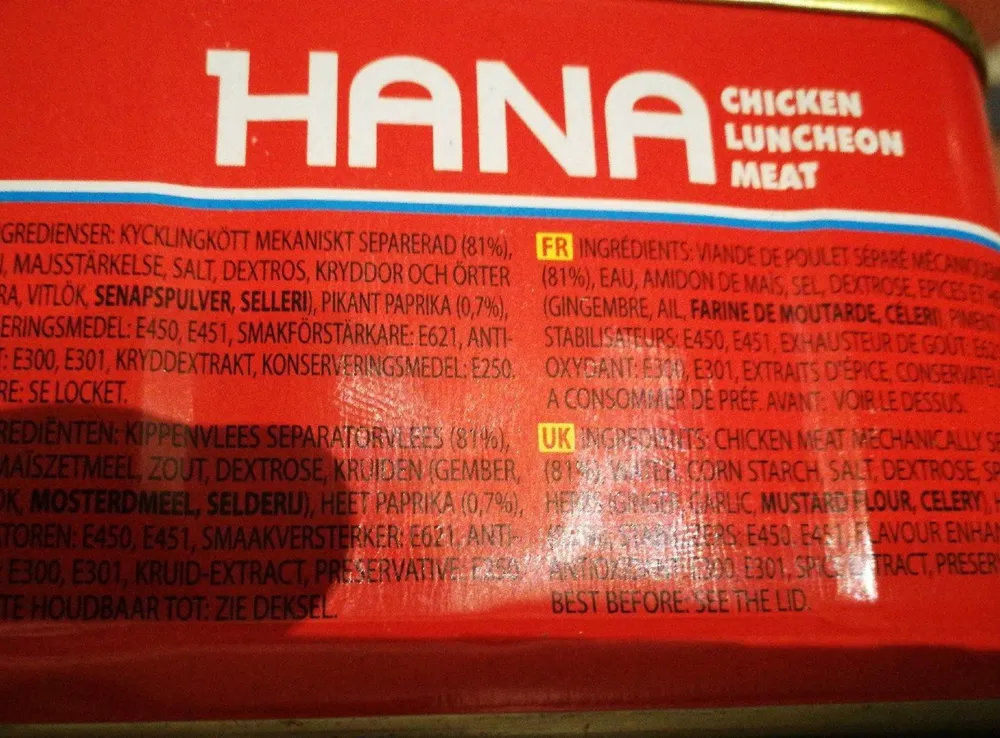Chicken luncheon meat