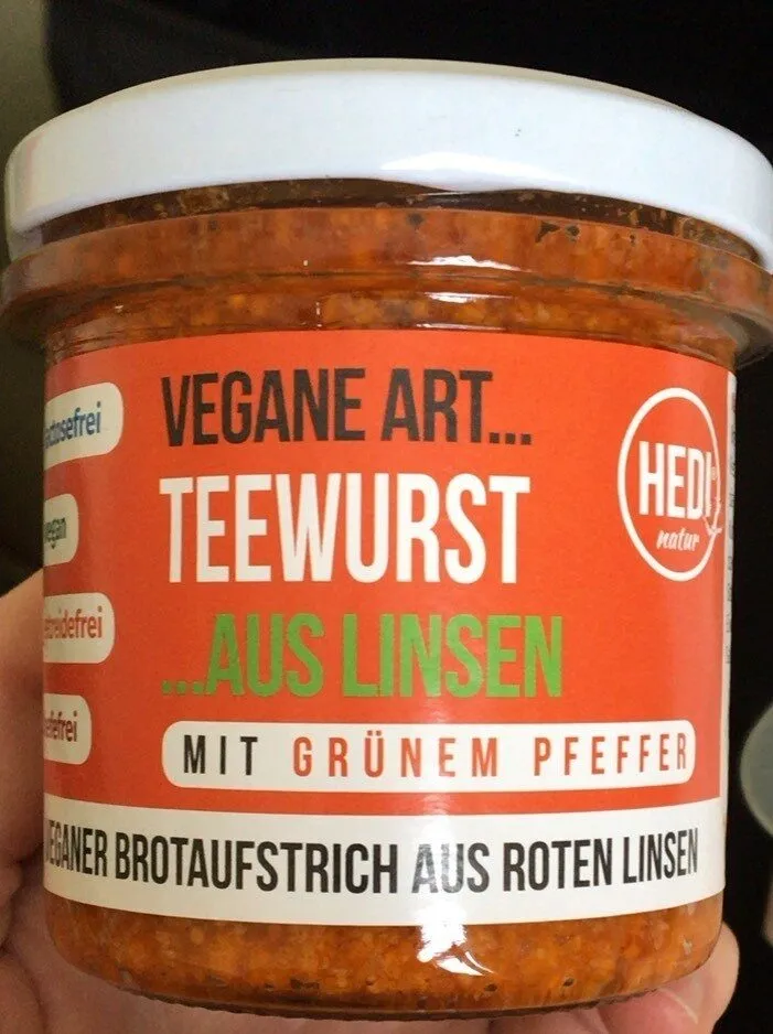 Vegane Art Teewurst aus Linsen mit grünem Pfeffer