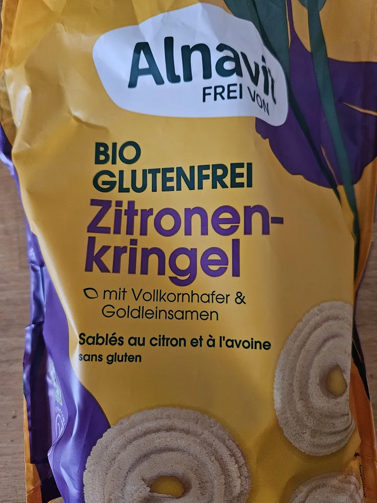 Alnavit Zitronenkringel, glutenfrei 4260546670150 Bio Spritzgebäck, mit Hafer.