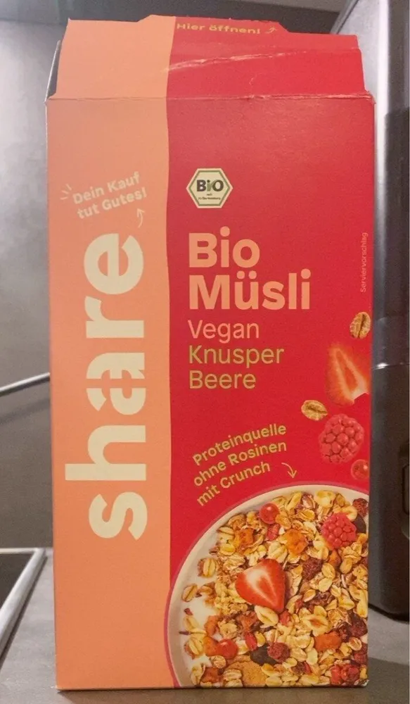 bio müsli vegan knusper beere