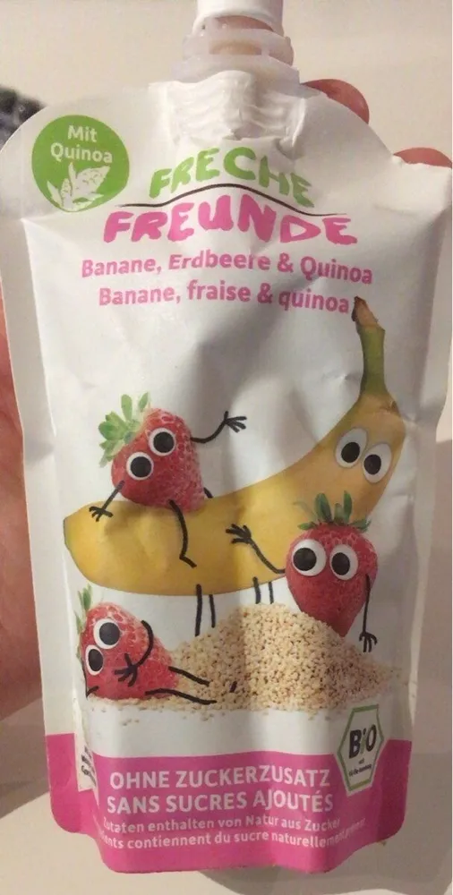 Purée banane fraise quinoa