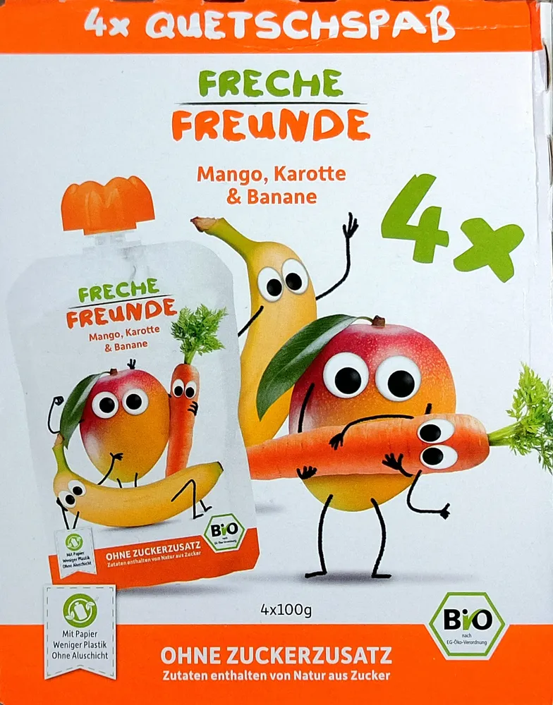 Quetschspaß - Mango, Karotte & Banane