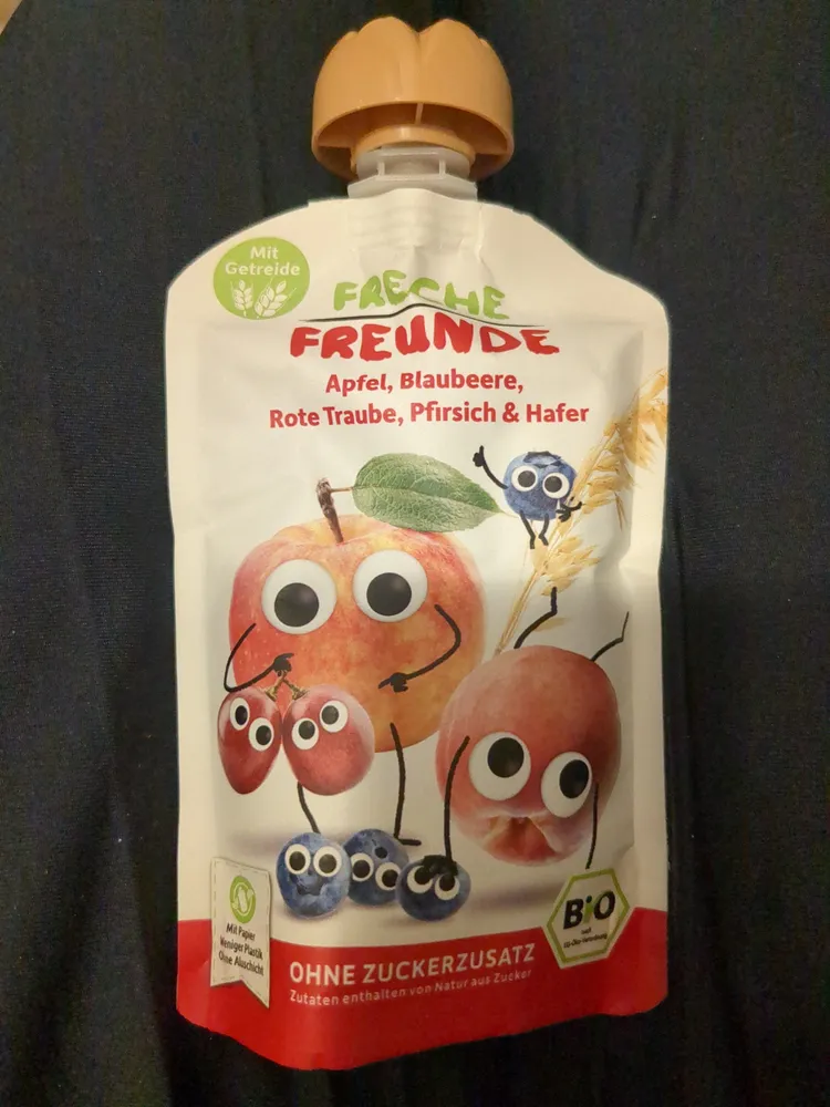Freche Freunde Apfel, Blaubeere, Rote Traube, Pfirsich und Hafer